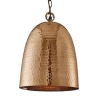 Searchlight 2093-26CU Hammered Bell Pendant Ceiling Light In Copper - Diameter: 260mm