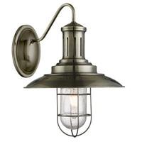 Searchlight 6503AB Fisherman 1 Light Wall Light In Antique Brass With Seeded Glass
