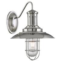 Searchlight 6503SS Fisherman 1 Light Wall Light In Satin Silver With Seeded Glass