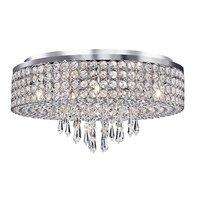 Searchlight 4139-9CC Orion Flush Ceiling Light In Chrome With Crystal Glass And Droplets