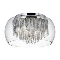 Searchlight 4624-4CC Curva 4 Light Flush Ceiling Light In Chrome And Clear Glass