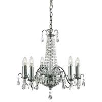 Searchlight 5295-5CC Hampton 5 Light Chandelier In Chrome With Crystal Glass