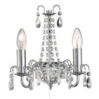 Searchlight 5292-2CC Hampton 2 Light Wall Light In Chrome With Crystal Glass