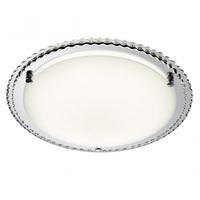 Searchlight 2332-31 Flush Round Ceiling Light In Chrome With Frosted Glass And Mirrored Outer Ring