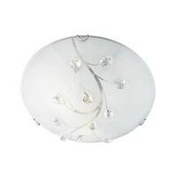 Searchlight 2140-40 Round Frosted Glass Flush Ceiling Light With Crystal Leaf Decoration -Dia: 400mm