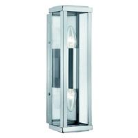 Searchlight 9204SS 2 Light Outdoor Wall Light In Satin Silver With Clear Glass