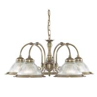Searchlight 9345-5 American Diner Antique Brass 5 Light Ceiling Pendant