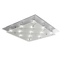 Searchlight 3822CC LED Square Flush Ceiling Light With Clear And Frosted Shades In Chrome