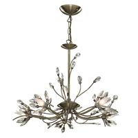 Searchlight 1885-5AB Hibiscus 5 Light Chandelier In Antique Brass