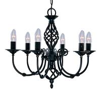 Searchlight 3379-6 Zanzibar 6 Light Black Pendant