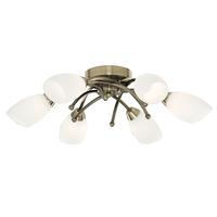 Searchlight 8186-6AB Opera 6 Light Flush Light In Antique Brass