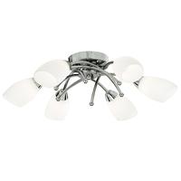 Searchlight 8186-6CC OPERA Opal 6 Light Flush Ceiling Pendant Chrome