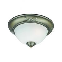 Searchlight 2139-28AB 2 Light Flush Ceiling Light In Antique Brass With Detailed Trim - Dia: 280mm