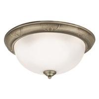 Searchlight 2139-38AB 2 Light Flush Ceiling Light In Antique Brass With Detailed Trim - Dia: 380mm