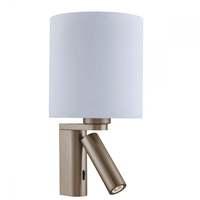 Searchlight 0991AB 2 Light Wall Light In Antique Brass With LED Reading Light And Round Glass Shade