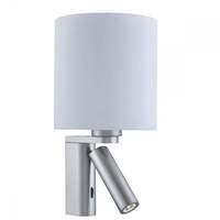 Searchlight 0991SS 2 Light Wall Light In Satin Silver With LED Reading Light And Round Glass Shade