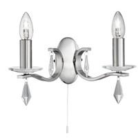 Searchlight 3902-2SS Royale Wall Light with Glass Scones