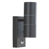 Searchlight 7008-2BK-LED 2 Light Outdoor Wall Light In Black With Motion Sensor