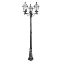 Searchlight 3669-3 Capri Black Silver 3 Light Lamp Post, IP44