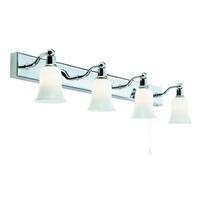 Searchlight 2934-4CC-LED 4 Light Wall Bar Light With White Glass Shades In Chrome