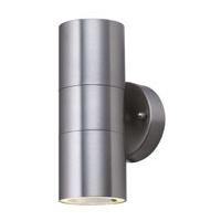 Searchlight 5008-2-LED 2 Light Outdoor Tube Wall Light With Clear Glass In Stainless Steel