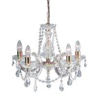 Searchlight 699-5 Marie Therese 5 Light Crystal Chandelier in Gold