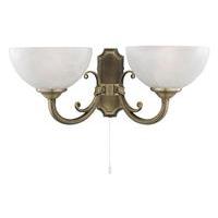 Searchlight 3772-2AB Windsor 2 Light Glass & Antique Brass Wall Lamp
