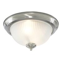 Searchlight 4042 2 Light Satin Silver Flush Light With Ribbed Glass