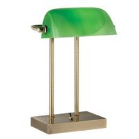 Searchlight 1200AB Bankers Lamp with Green Glass in Antique Brass