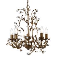 searchlight 2495 5br almandite 5 light chandelier crystal droplets