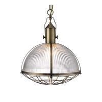 Searchlight 7601AB Antique Brass Industrial Ceiling Pendant Light