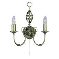 Searchlight 8392-2 Zanzibar Antique Brass Wall Light