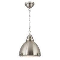 Searchlight 1294SS Satin Silver Ceiling Pendant Light with Glass Visor