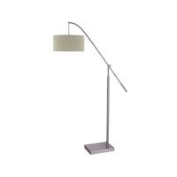 Searchlight 6416CR Arcs 1 Light Floor Lamp In Satin Silver With Pleated Cream Shade