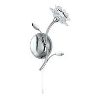 searchlight 8281 1cc bellis chrome and glass flower wall light