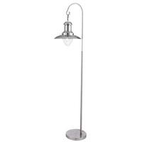 Searchlight 6502SS Fisherman 1 Light Floor Lamp In Satin Silver And Glass