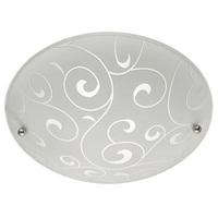 Searchlight 2165-40 White Round Flush Ceiling Light With Frosted Glass With Swirl - Dia: 400mm