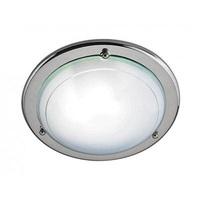 Searchlight 702CC Flush Ceiling Light In Chrome With White And Clear Glass Diffuser