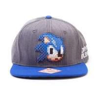 Sega Sonic The Hedgehog 2d Pixelated Head Snapback Baseball Cap Grey/blue (sb0fnrseg)