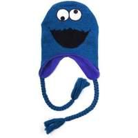 Sesame Street Cookie Monster Face With Braided Strings Unisex Laplander Beanie One Size Blue (kc176710ses)
