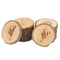Set of 2pcs Mr Mrs Shabby Chic Rustic Wedding Ring Pillow Bearer Box Wooden