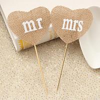 set of 2 rustic wedding decoration natural burlap jute heart mrs mr pa ...