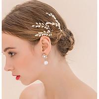 Set of 2 Women\'s Gold Hair Stick Pin for Wedding Party Hair Jewelry with Pearl Crytsal