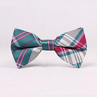 Self Tie Plaid Bow Tie In Greens And Pinks