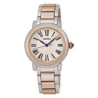 seiko ladies silver dial rose gold plated and stainless steel quartz b ...