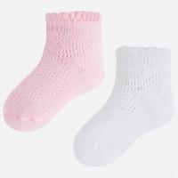 set of 2 pairs of girl socks with openworks and wavy edges mayoral