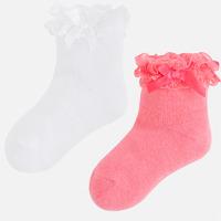 set of 2 pairs of girl socks with frill and bow mayoral