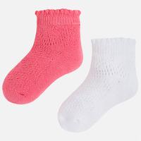 set of 2 pairs of girl socks with openworks and wavy edges mayoral