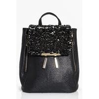 Sequin Panel Rucksack - black