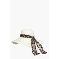sequin leopard straw floppy hat natural